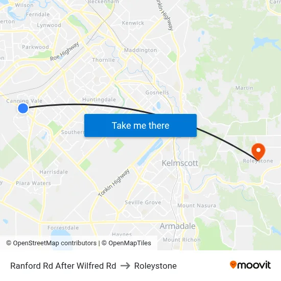 Ranford Rd After Wilfred Rd to Roleystone map