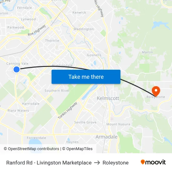Ranford Rd - Livingston Marketplace to Roleystone map