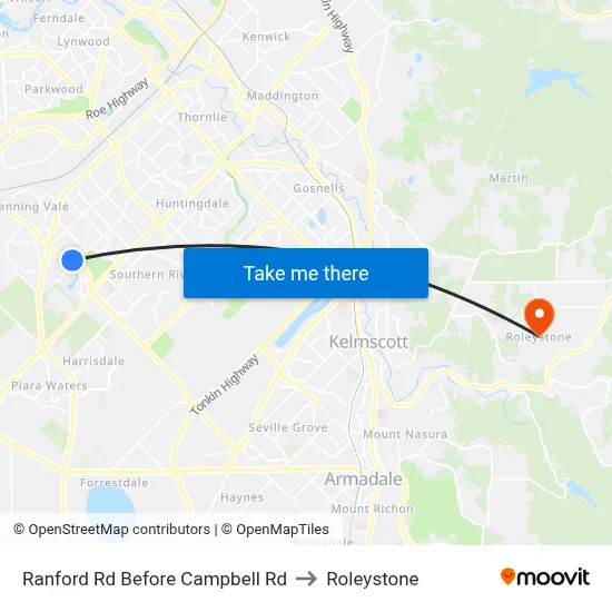 Ranford Rd Before Campbell Rd to Roleystone map
