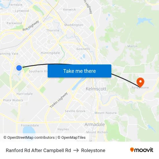 Ranford Rd After Campbell Rd to Roleystone map