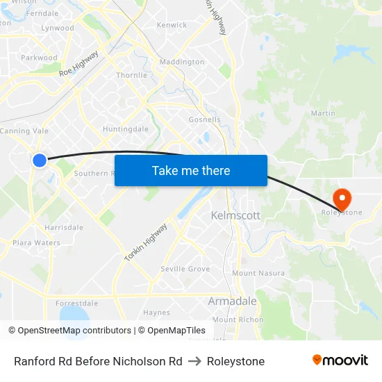 Ranford Rd Before Nicholson Rd to Roleystone map