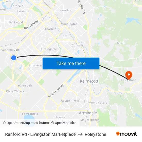 Ranford Rd - Livingston Marketplace to Roleystone map