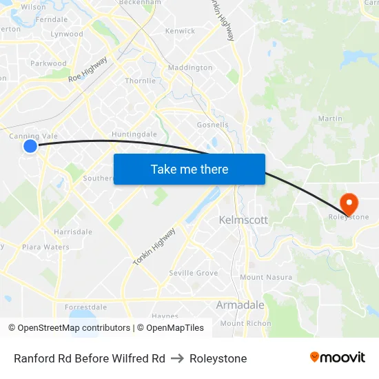 Ranford Rd Before Wilfred Rd to Roleystone map
