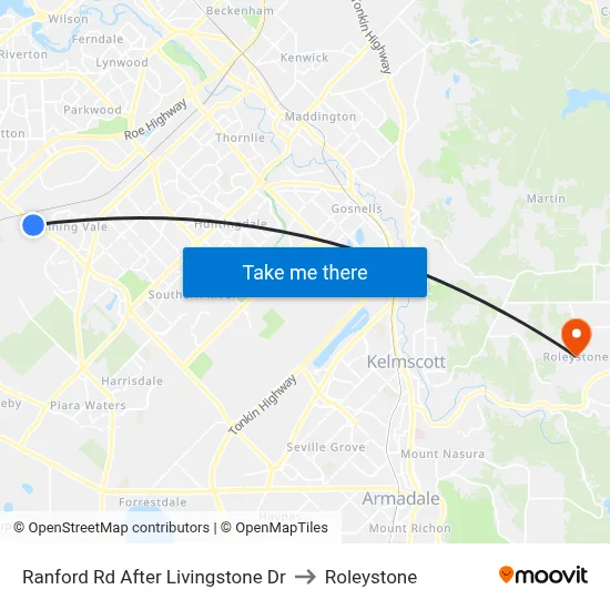 Ranford Rd After Livingstone Dr to Roleystone map