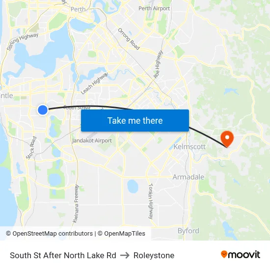 South St After North Lake Rd to Roleystone map