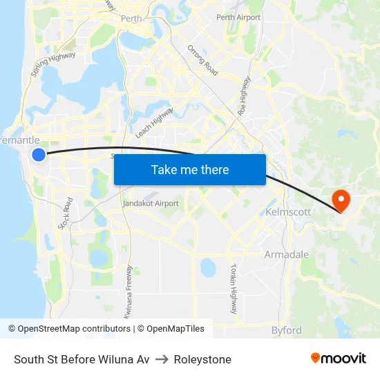 South St Before Wiluna Av to Roleystone map