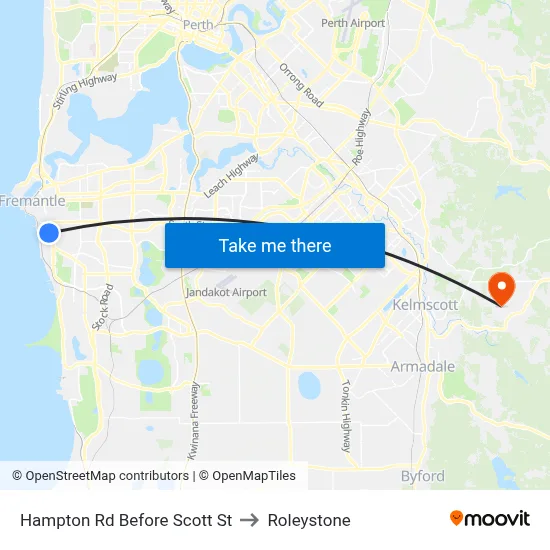 Hampton Rd Before Scott St to Roleystone map