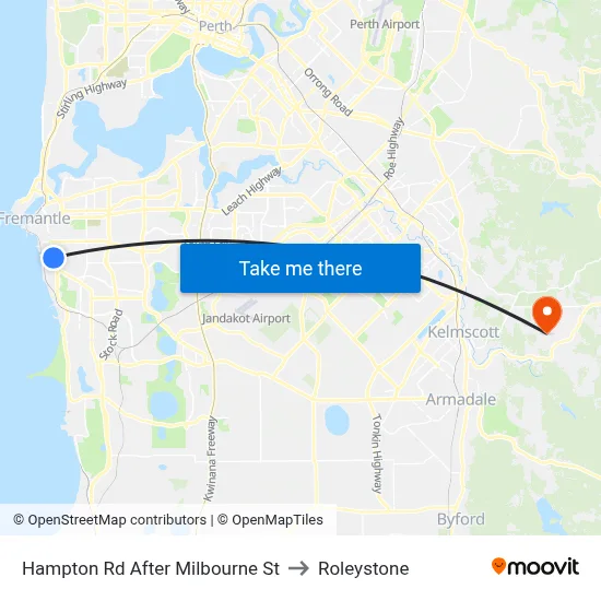 Hampton Rd After Milbourne St to Roleystone map