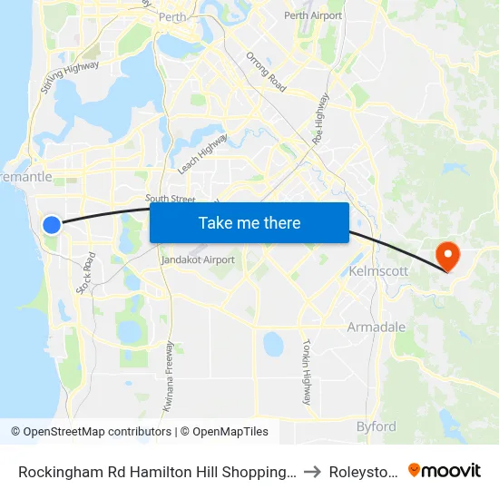 Rockingham Rd Hamilton Hill Shopping Ctr to Roleystone map