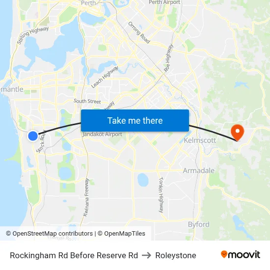Rockingham Rd Before Reserve Rd to Roleystone map