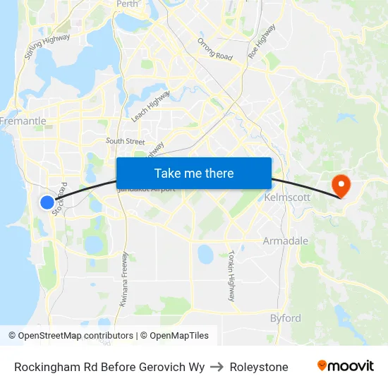 Rockingham Rd Before Gerovich Wy to Roleystone map