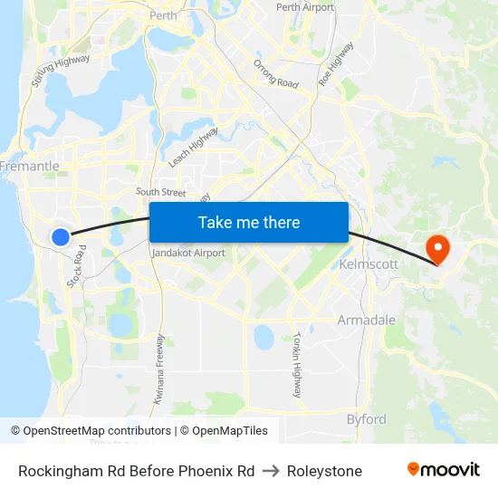 Rockingham Rd Before Phoenix Rd to Roleystone map