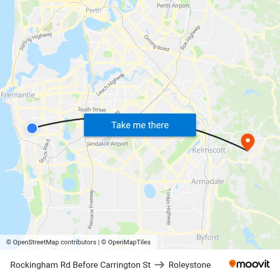 Rockingham Rd Before Carrington St to Roleystone map