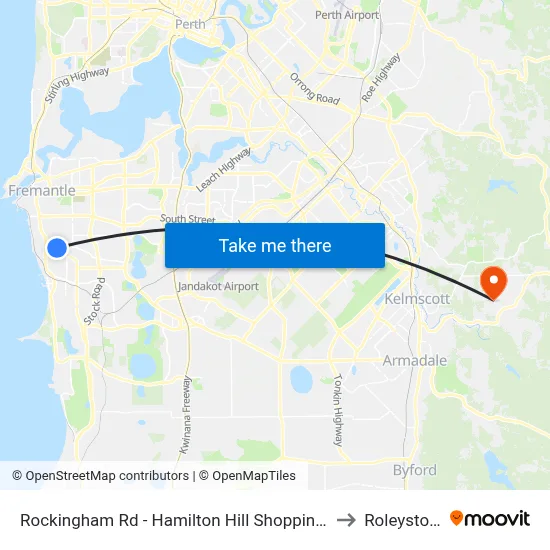 Rockingham Rd - Hamilton Hill Shopping Ctr to Roleystone map