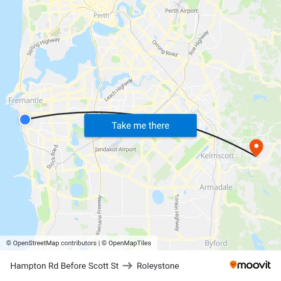 Hampton Rd Before Scott St to Roleystone map