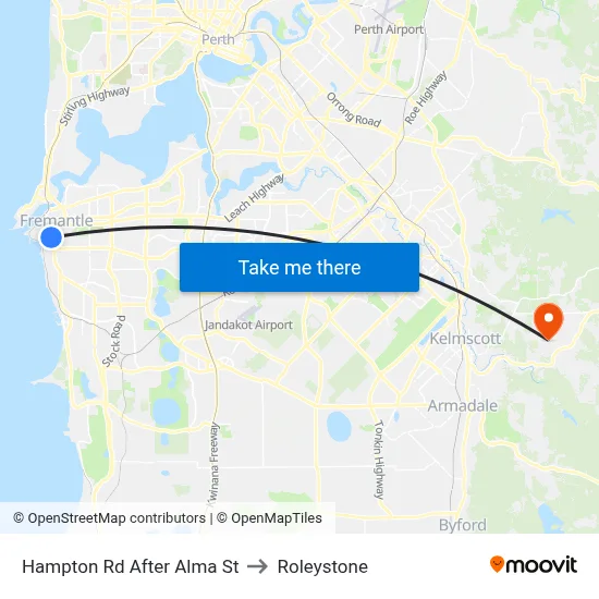 Hampton Rd After Alma St to Roleystone map