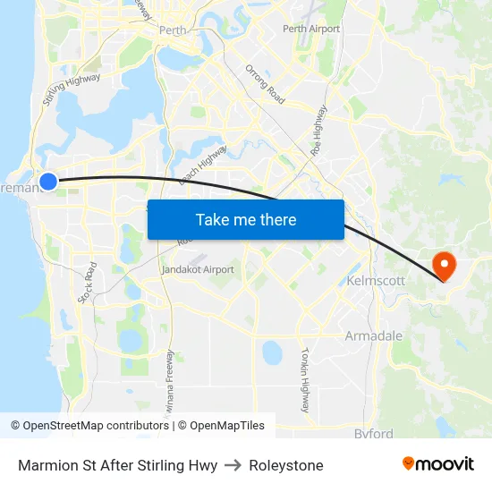 Marmion St After Stirling Hwy to Roleystone map