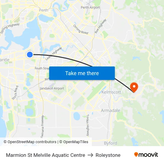 Marmion St Melville Aquatic Centre to Roleystone map