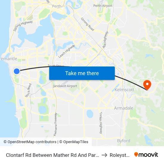 Clontarf Rd Between Mather Rd And Parnell Rd to Roleystone map