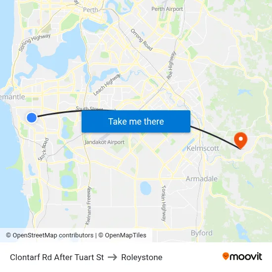 Clontarf Rd After Tuart St to Roleystone map
