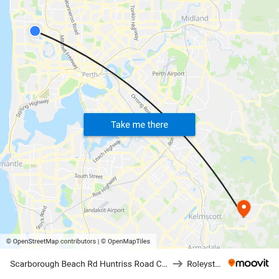 Scarborough Beach Rd Huntriss Road Cat Id 10 to Roleystone map