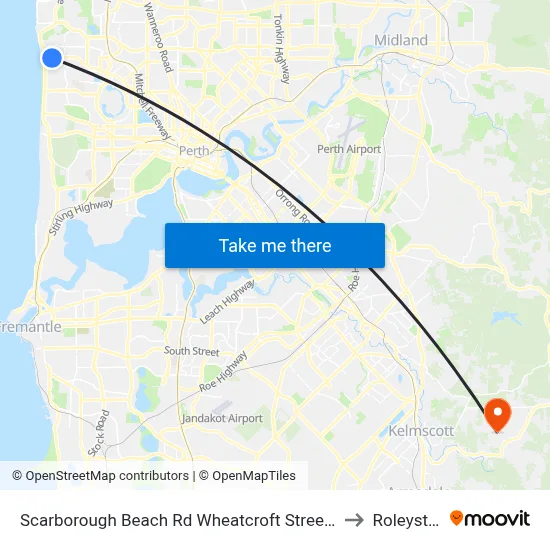 Scarborough Beach Rd Wheatcroft Street Cat Id 18 to Roleystone map