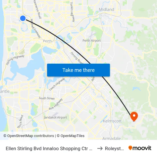 Ellen Stirling Bvd Innaloo Shopping Ctr Cat Id 4 to Roleystone map