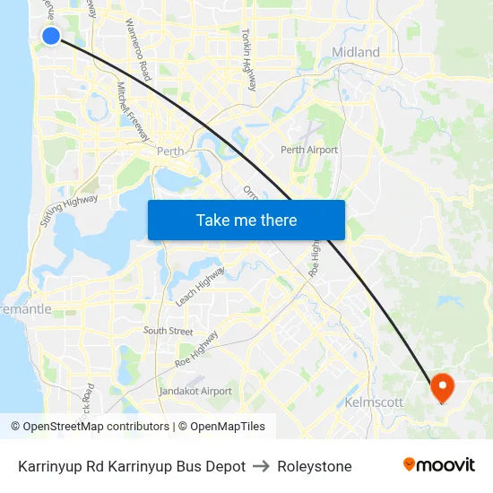 Karrinyup Rd Karrinyup Bus Depot to Roleystone map