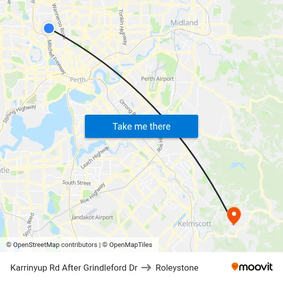 Karrinyup Rd After Grindleford Dr to Roleystone map