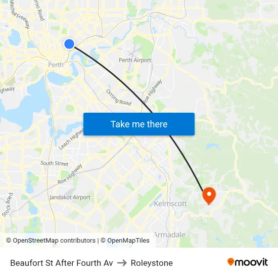 Beaufort St After Fourth Av to Roleystone map