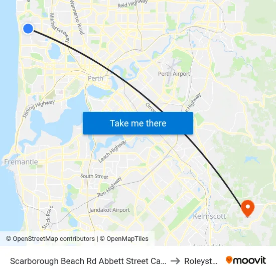 Scarborough Beach Rd Abbett Street Cat Id 24 to Roleystone map