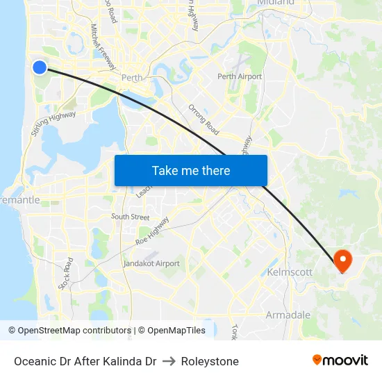 Oceanic Dr After Kalinda Dr to Roleystone map