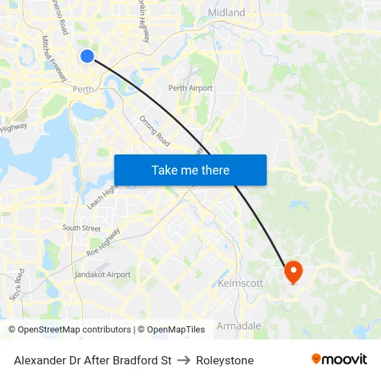 Alexander Dr After Bradford St to Roleystone map
