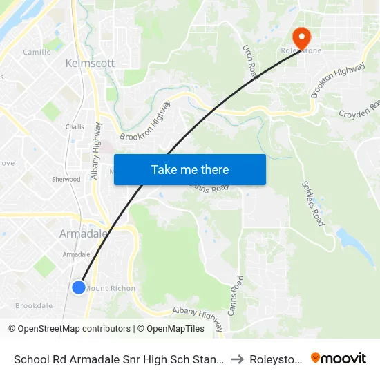School Rd Armadale Snr High Sch Stand 2 to Roleystone map