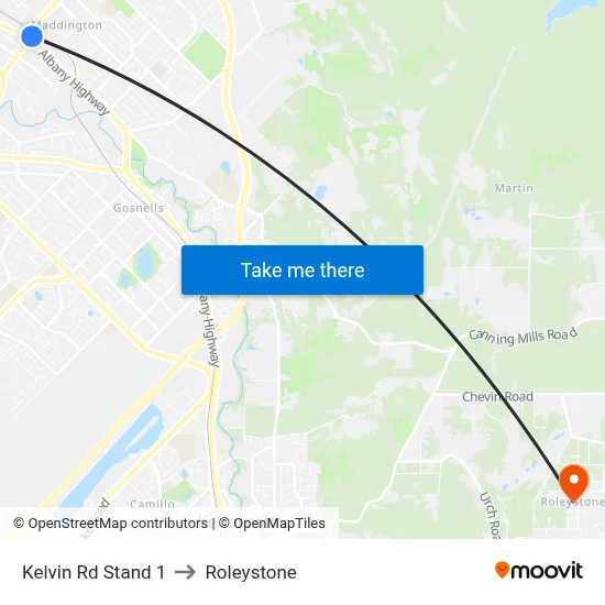Kelvin Rd Stand 1 to Roleystone map