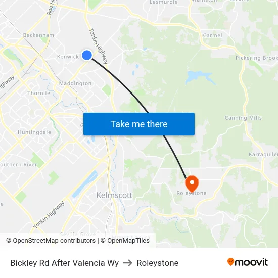 Bickley Rd After Valencia Wy to Roleystone map