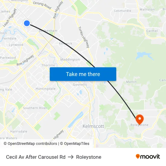 Cecil Av After Carousel Rd to Roleystone map