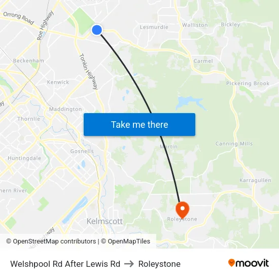 Welshpool Rd After Lewis Rd to Roleystone map
