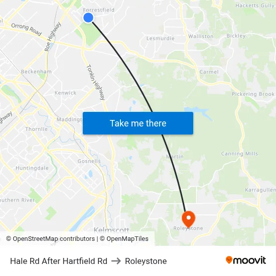 Hale Rd After Hartfield Rd to Roleystone map