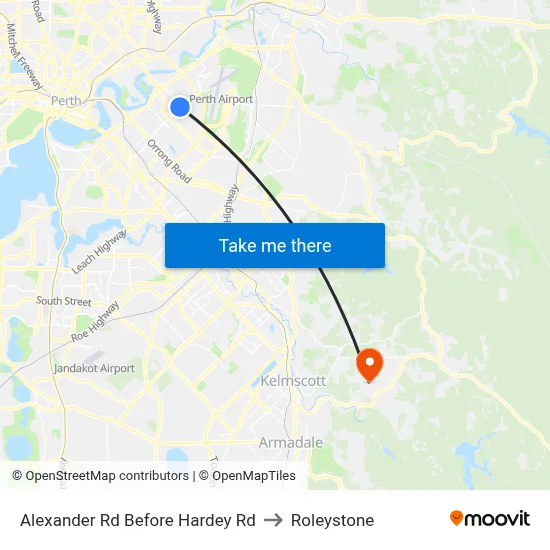 Alexander Rd Before Hardey Rd to Roleystone map