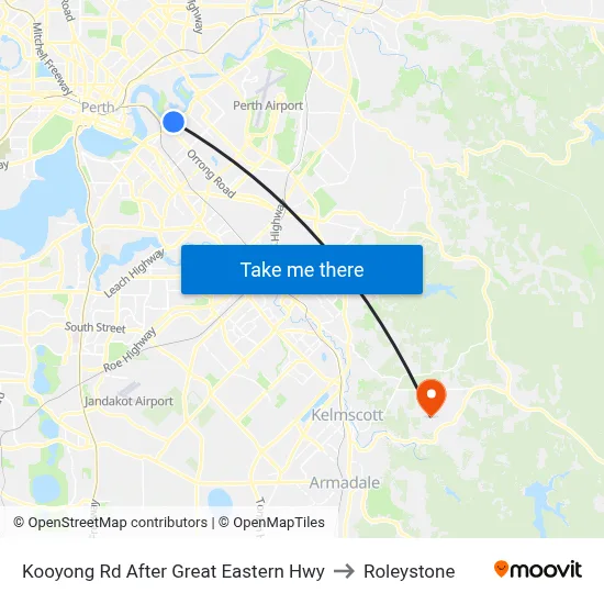 Kooyong Rd After Great Eastern Hwy to Roleystone map