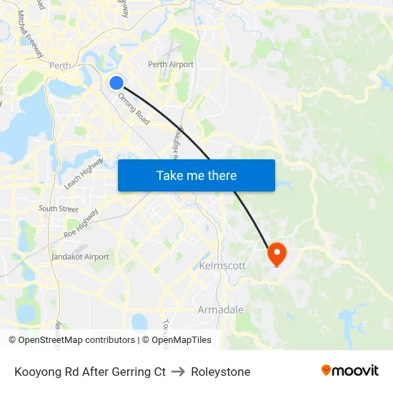 Kooyong Rd After Gerring Ct to Roleystone map