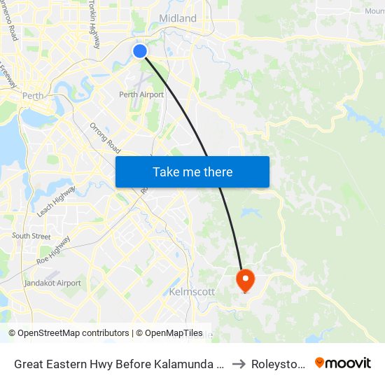 Great Eastern Hwy Before Kalamunda Rd to Roleystone map