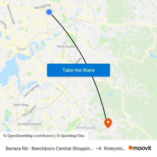 Benara Rd - Beechboro Central Shopping Ctr to Roleystone map