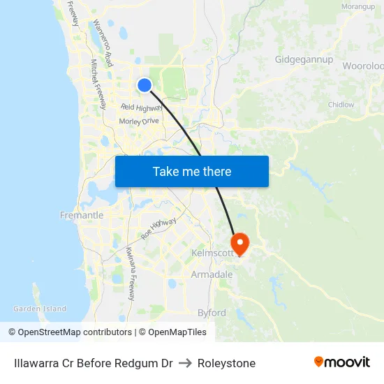 Illawarra Cr Before Redgum Dr to Roleystone map