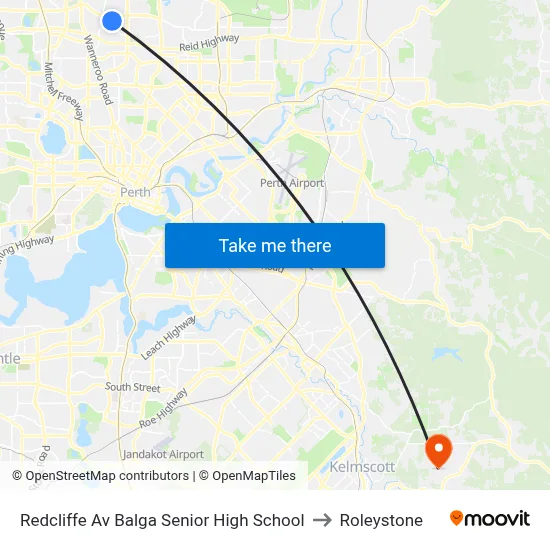 Redcliffe Av Balga Senior High School to Roleystone map