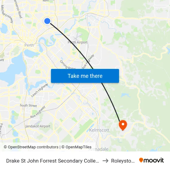 Drake St John Forrest Secondary College to Roleystone map