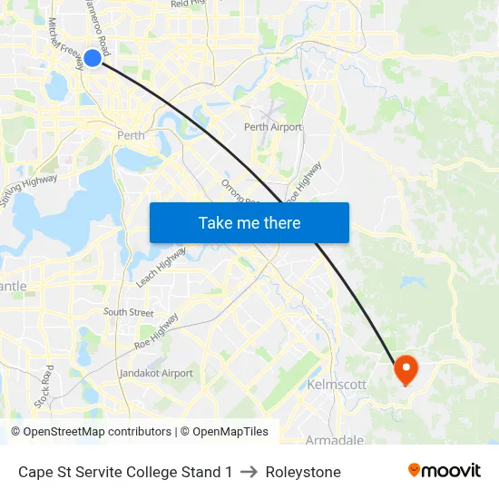 Cape St Servite College Stand 1 to Roleystone map