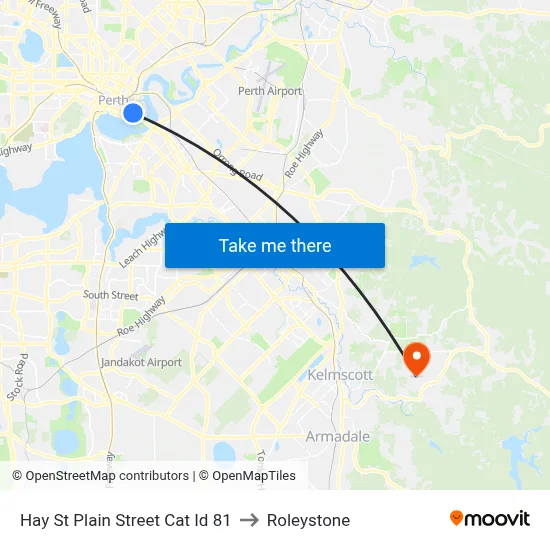 Hay St Plain Street Cat Id 81 to Roleystone map