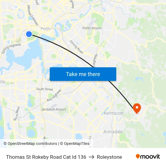 Thomas St Rokeby Road Cat Id 136 to Roleystone map